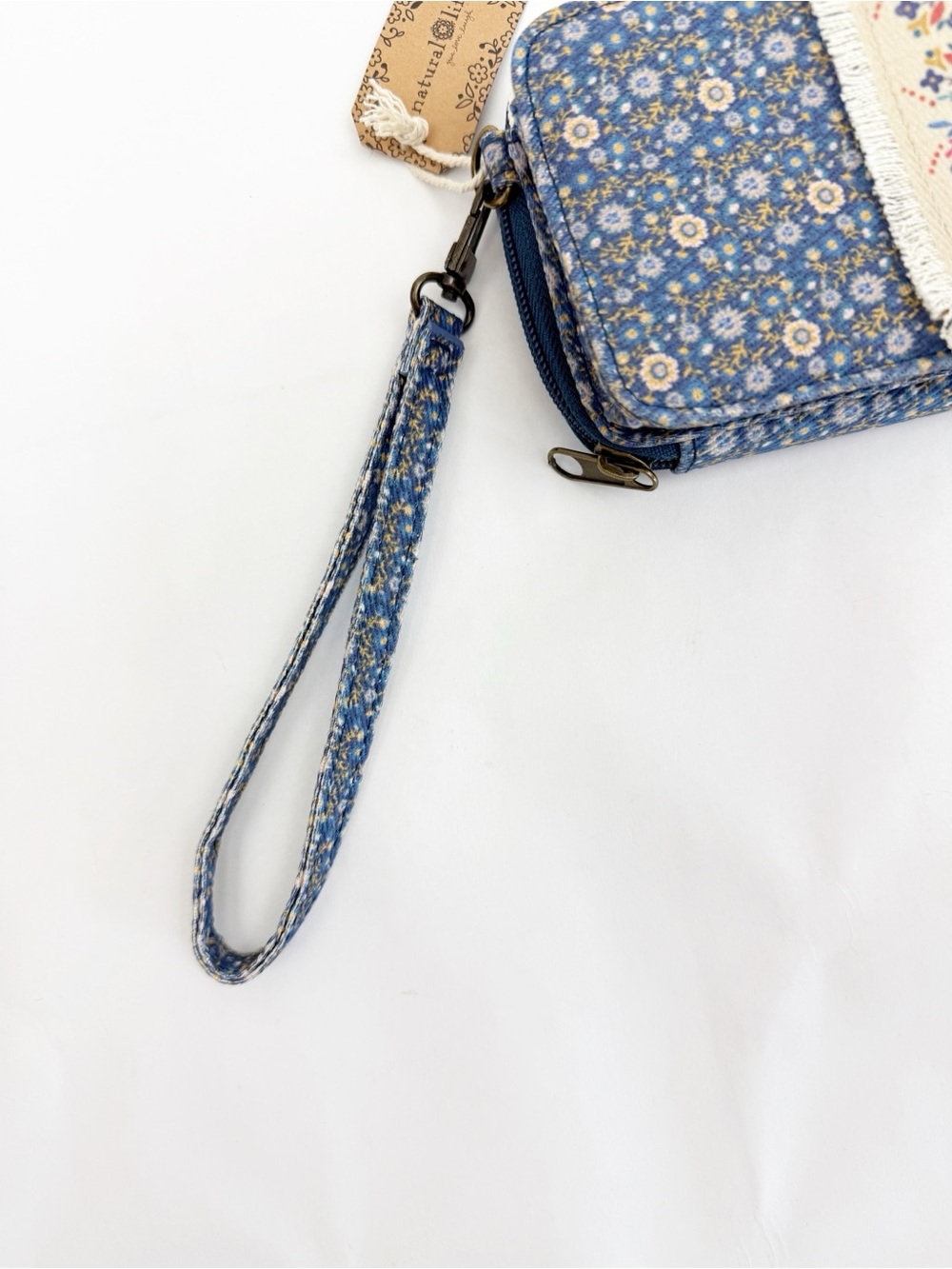 Natural Life Crossbody Wristlet Wallet Ditsy Floral Boho Bohemian Blue - Picture 7 of 12